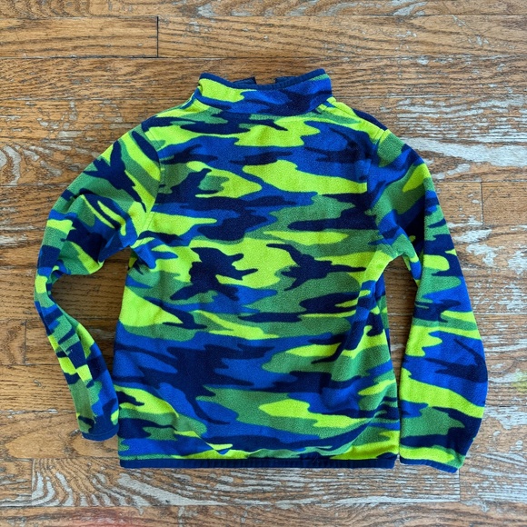 Land End Boys' Camoflage Fleece quarter Snap Fleece jacket size 6/7 - Picture 2 of 2